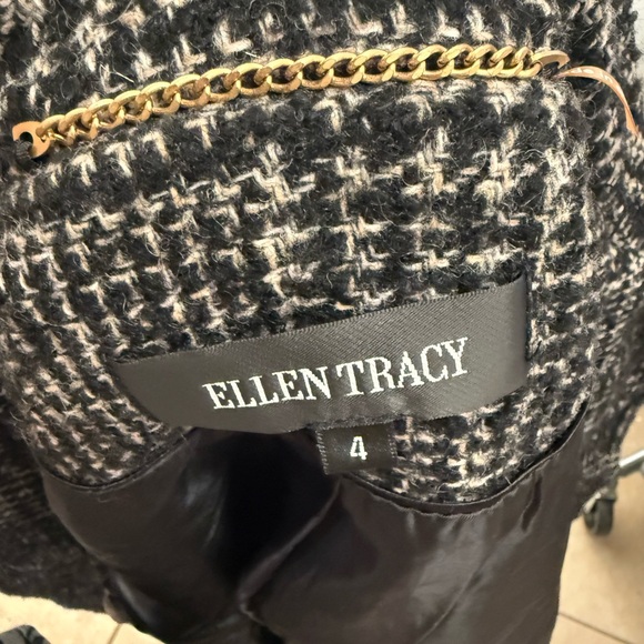 Ellen Tracy Black and White Pea Coat - Picture 2 of 4